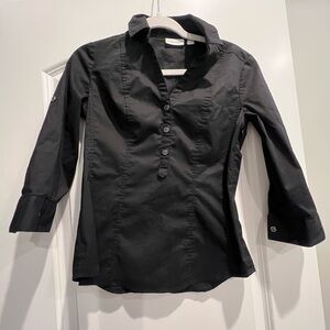 New York & Company Black Button-Up Shirt